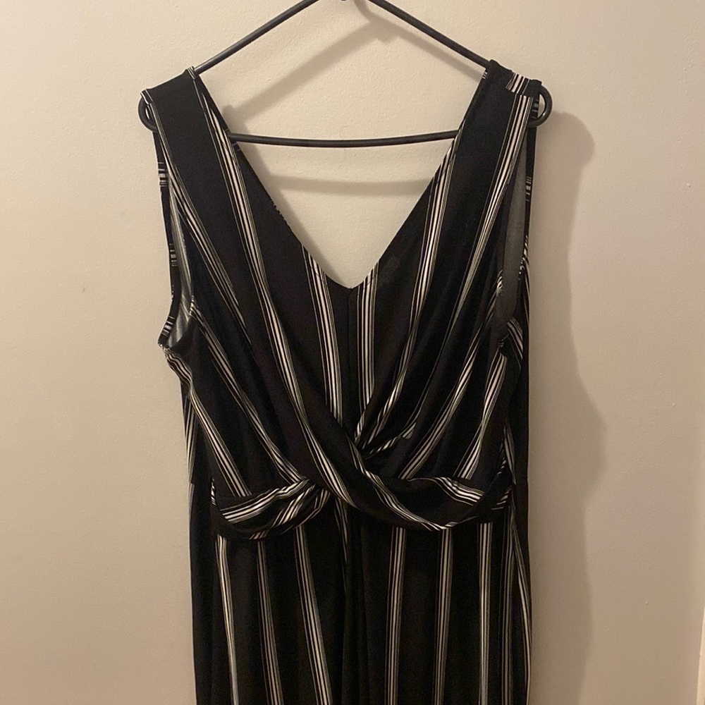 black and white stripped jumpsuit